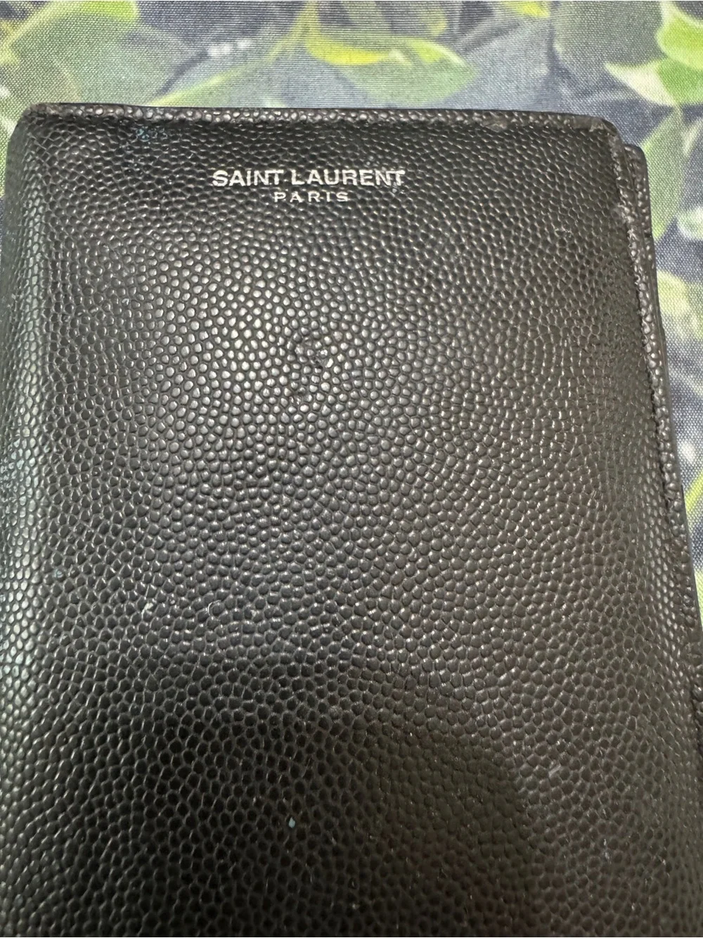 Saint Laurent Black Pebbled Leather   Long Wallet